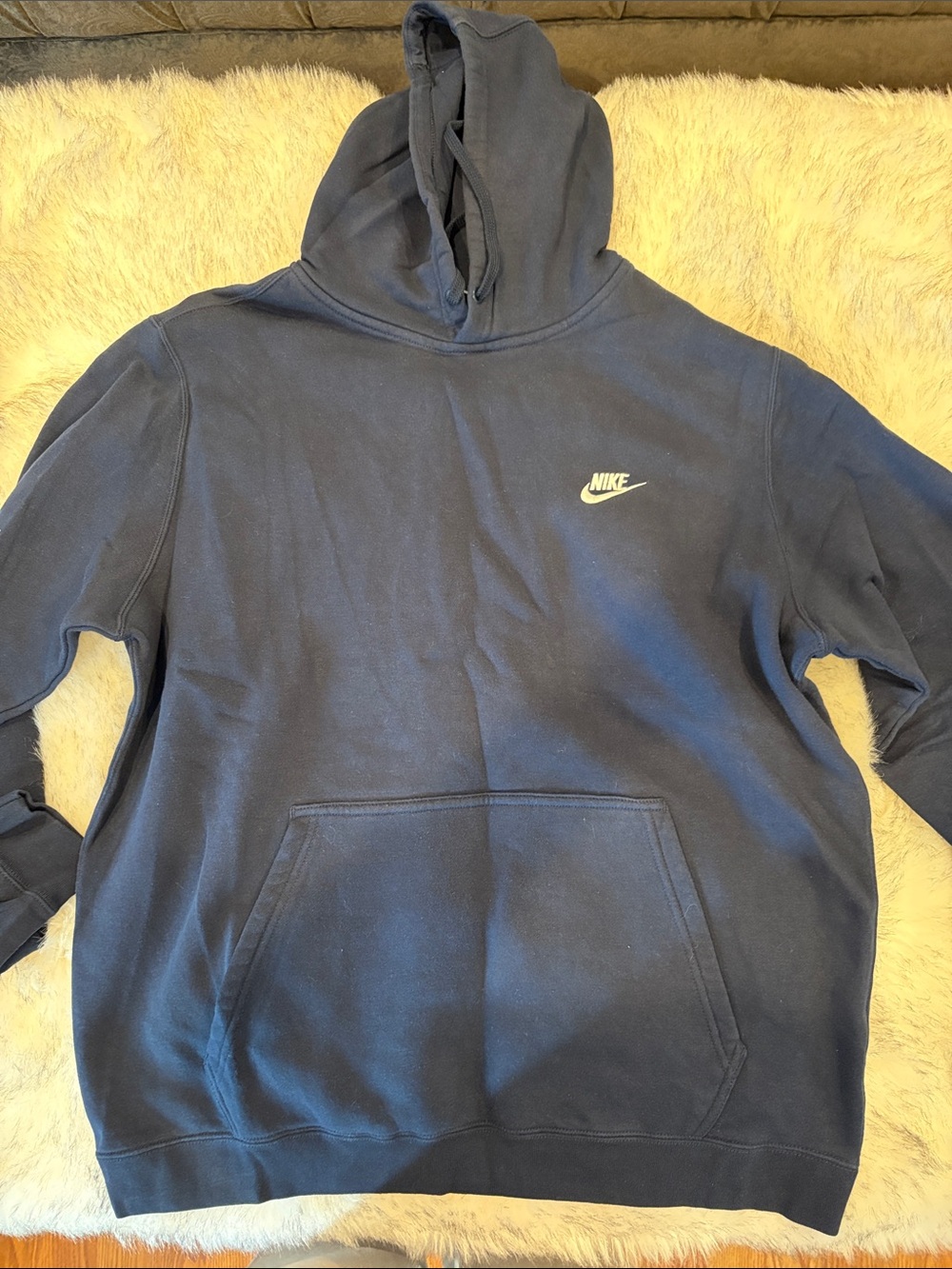 Nike Men's Dark Blue Pullover Hoodie with Swoosh